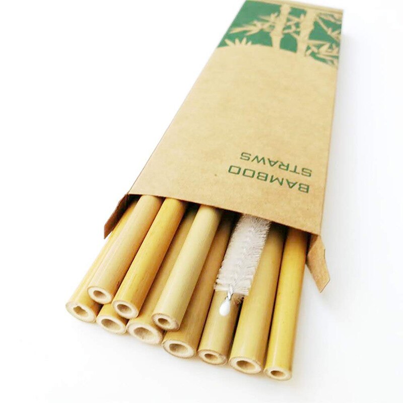 Bamboo Drinking Straws & Stirrers - 10Pcs With Box - Kitchen