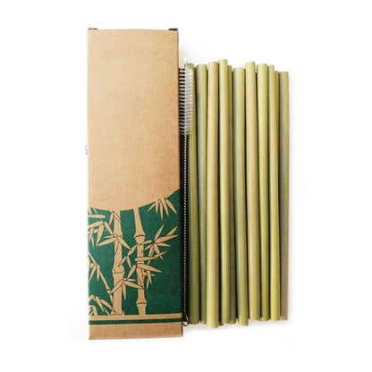 Bamboo Drinking Straws & Stirrers - 10Pcs With Box - Kitchen