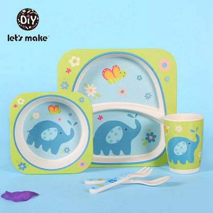 Eco-Friendly Bamboo Fiber Plates Dishset - elephant set -