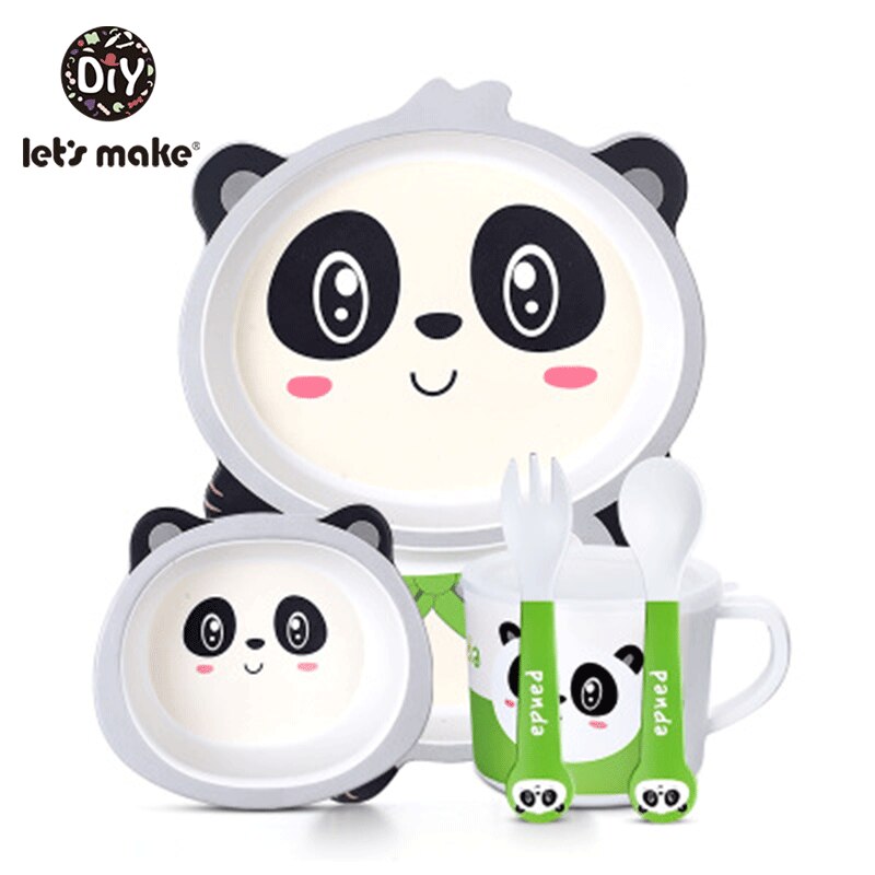 Eco-Friendly Bamboo Fiber Plates Dishset - Panda set - Home