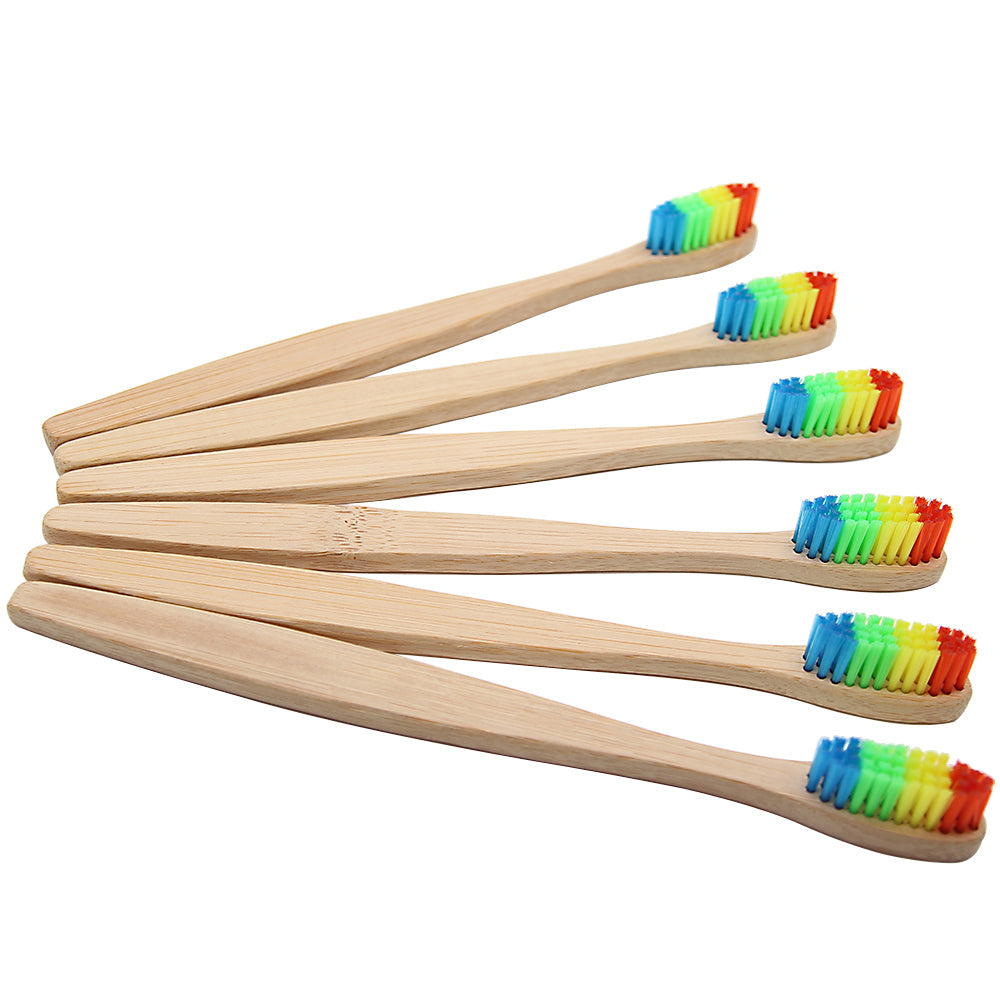 Eco-friendly Bamboo Rainbow Toothbrushes - 10pcs - Personal