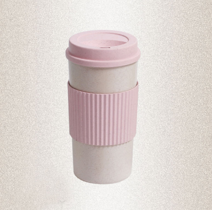 Eco-friendly Wheatstraw & Silicone Tumblers Mugs Cups - Pink