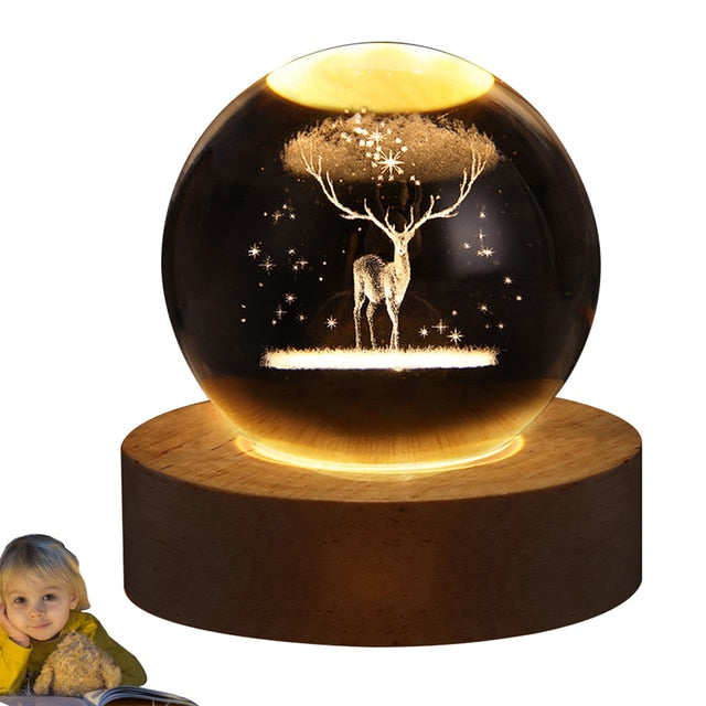 Glowing Crystal Ball Night Light - Purple - Decor