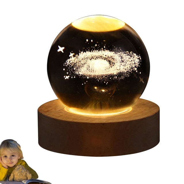 Glowing Crystal Ball Night Light - Red - Decor