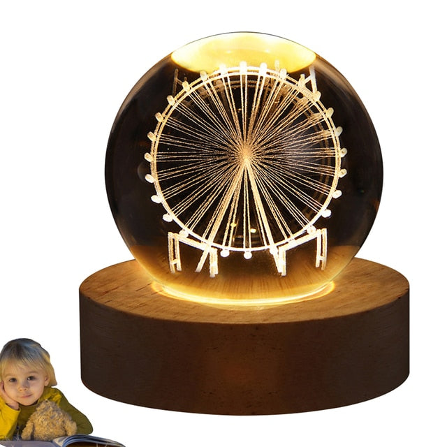 Glowing Crystal Ball Night Light - Yellow - Decor