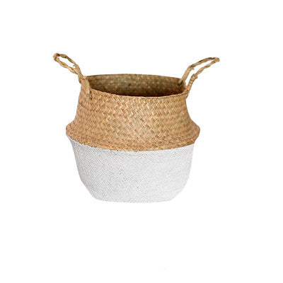 Handmade Bamboo Baskets - 12inches / Half White - Home &