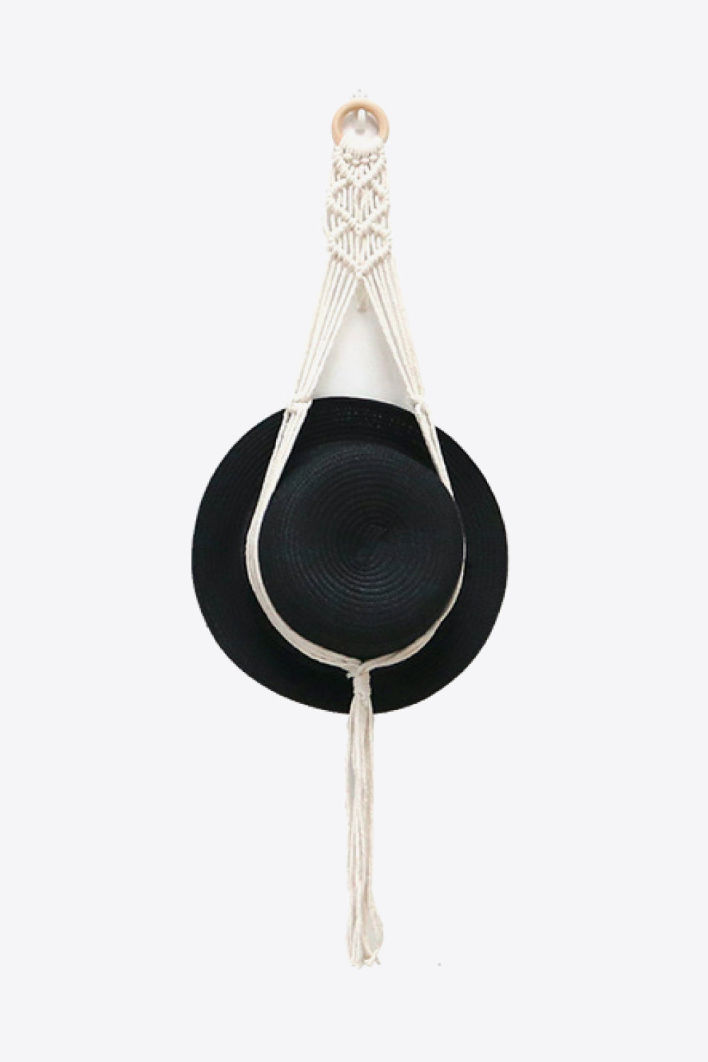 Macrame Coat & Hat Rack Hanger - Black / One Size - Home &