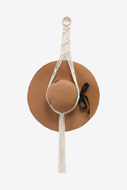 Macrame Coat & Hat Rack Hanger - Caramel / One Size - Home &