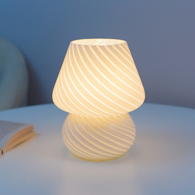 Mushroom Glass LED Bed Lamps - Texture White / US Adapter -