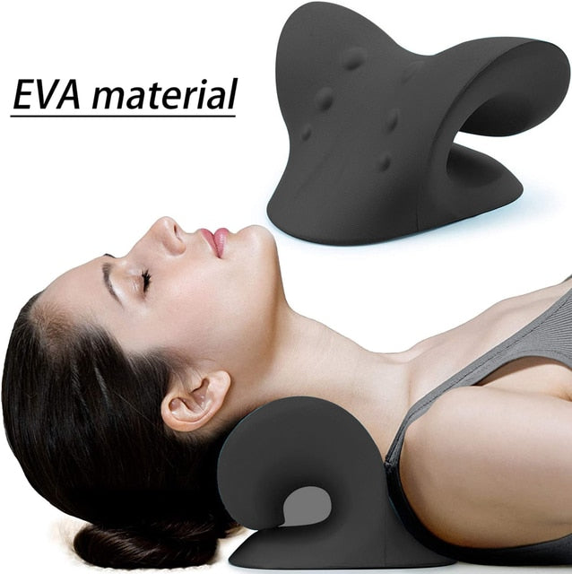 Neck Strain Stress Relief Spine Alignment Pillow - Black -