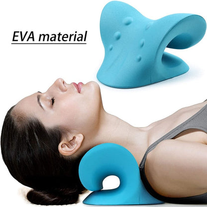 Neck Strain Stress Relief Spine Alignment Pillow - Blue -