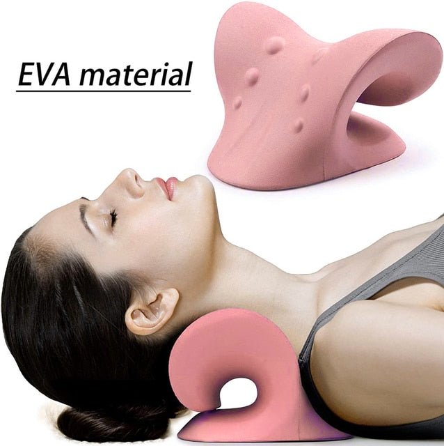 Neck Strain Stress Relief Spine Alignment Pillow - Pink -