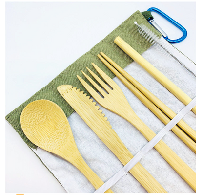 Portable Eco-Friendly Bamboo Cutlery Flatware Sets - Kitchen