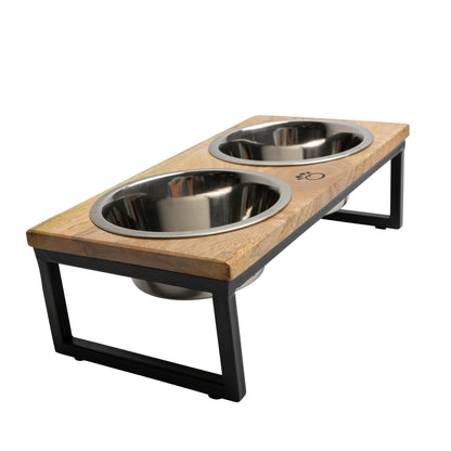 Rustic Wood & Metal Elevated Pet bowls feeders & waterers -