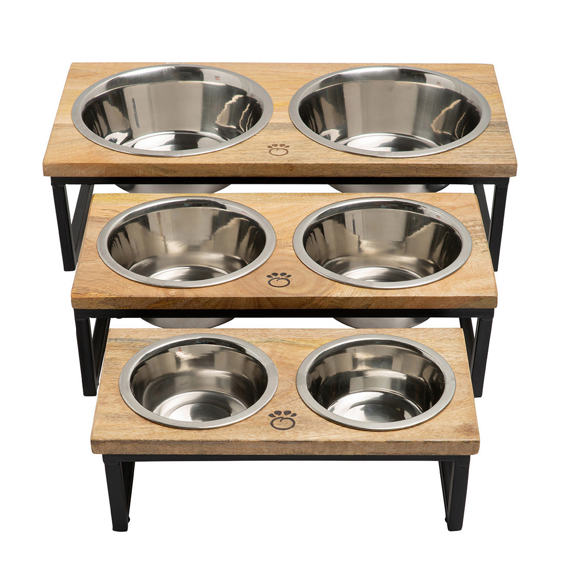 Rustic Wood & Metal Elevated Pet bowls feeders & waterers -