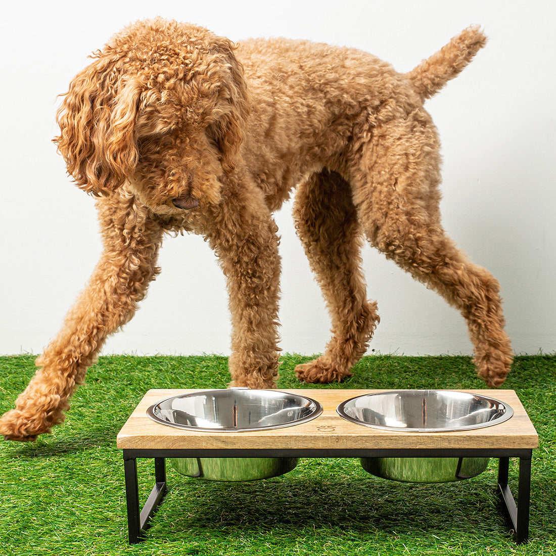 Rustic Wood & Metal Elevated Pet bowls feeders & waterers -