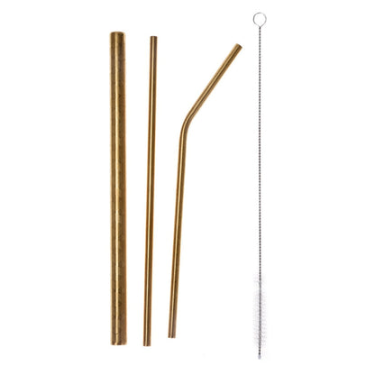 Steel Reusable Drinking Straws & Stirrers - Gold no bag -